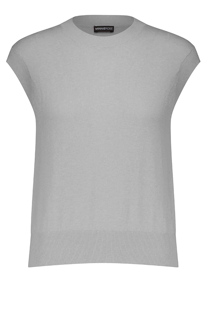 Minnie Rose Cotton Cashmere Muscle Crew Tee