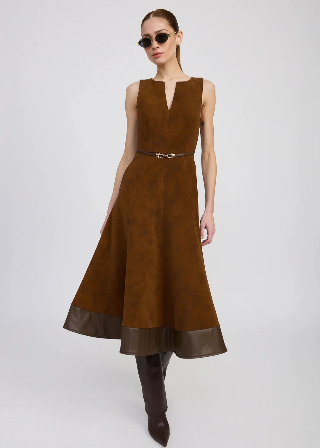 En Saison Eloise Midi Dress Brown  EQUATION