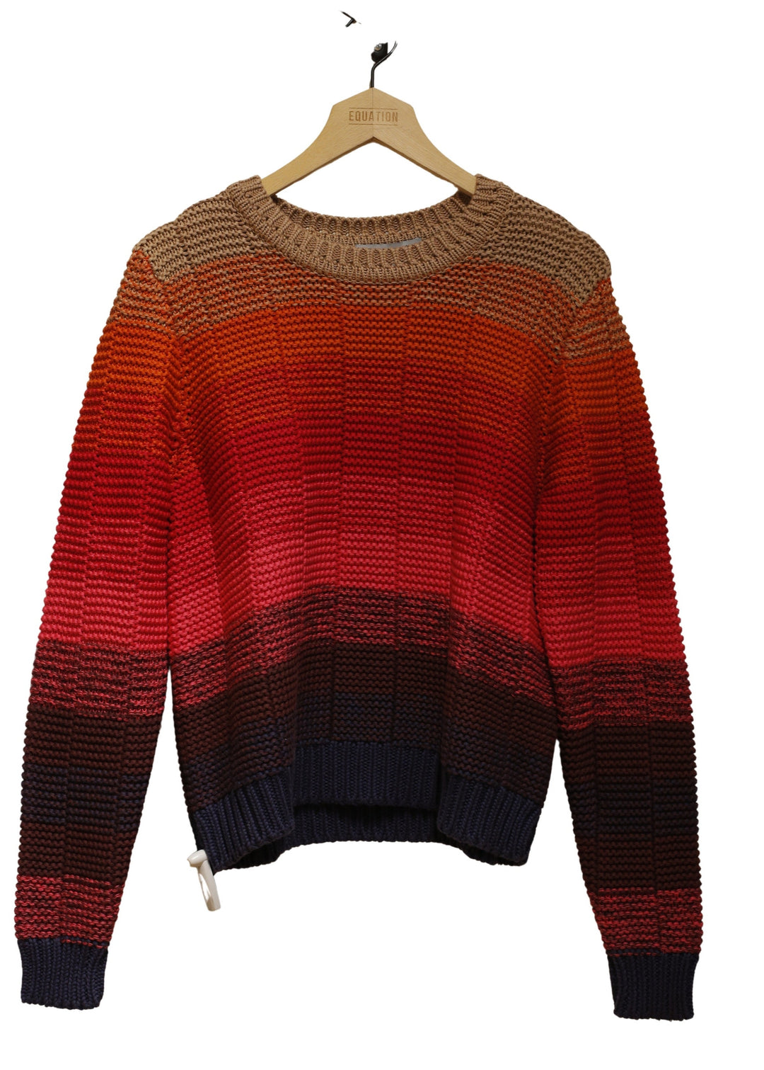 Autumn Cashmere Ombre Stripe Cotton Crew Neck Wild Plum