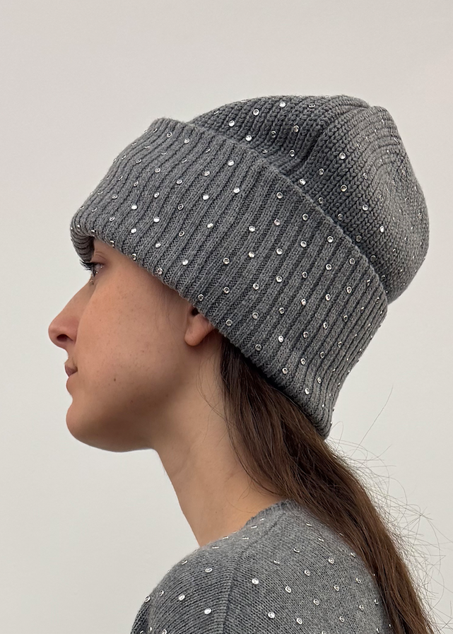 NEW MINNIE ROSE women\'s cotton cashmere rhinestone shaker beanie in grey shadow IMG_7718_1.jpg?v=1760977713 main image 3