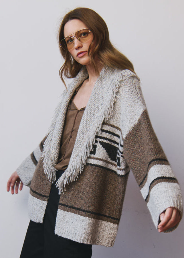 Autumn Cashmere Southwest Fringed Throw Cardigan