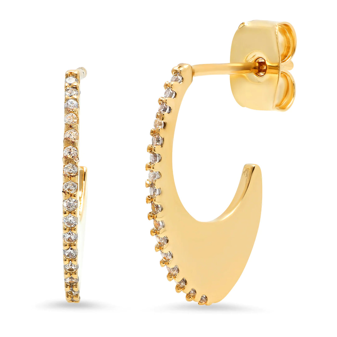 TAI Oval Abstract Huggie with Pave Accents