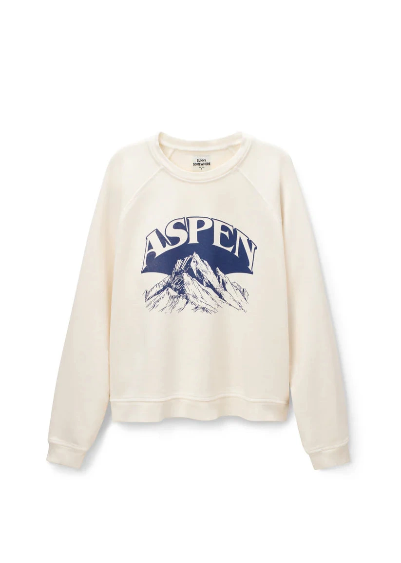 Sunny Somewhere Raglan Crew Aspen