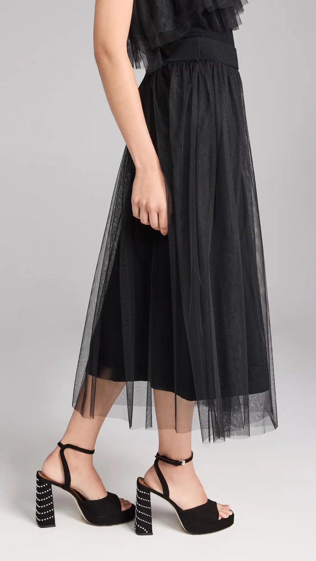Autumn Cashmere Gathered Skirt with Tulle