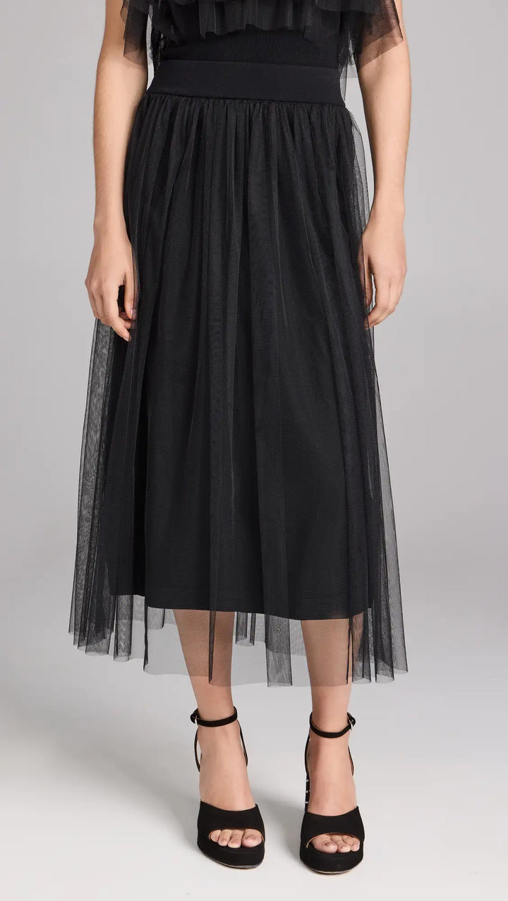 Autumn Cashmere Gathered Skirt with Tulle