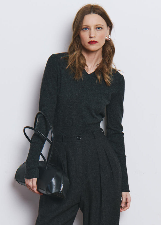 Autumn Cashmere V Neck Sweater with Cuffs