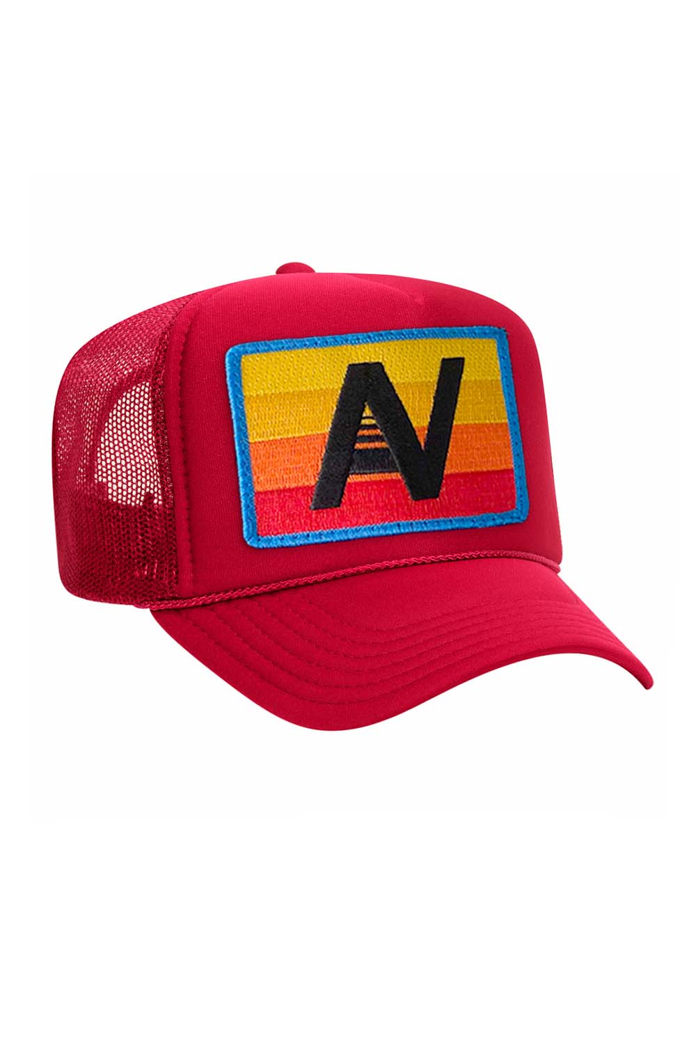 Aviator Nation Kid's Logo Rainbow Vintage Trucker Hat- Red