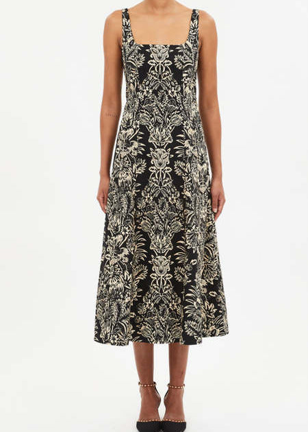 Ulla Johnson Natali Tank A-Line Dress in Noir Floral Noir Flora / 8