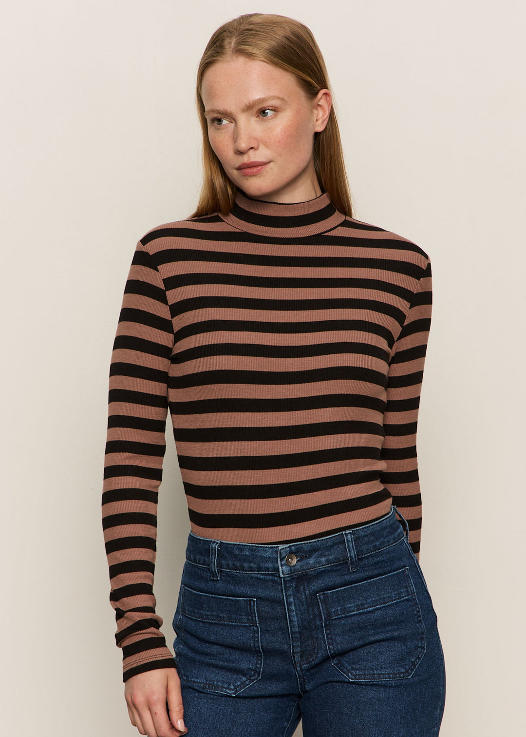 Sanctuary Long Sleeve Mock Essential Top Stripe