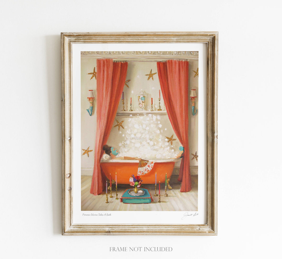 Janet Hill Studio - Princess Edwina Takes A Bath Art Print - 8.5" X 11"