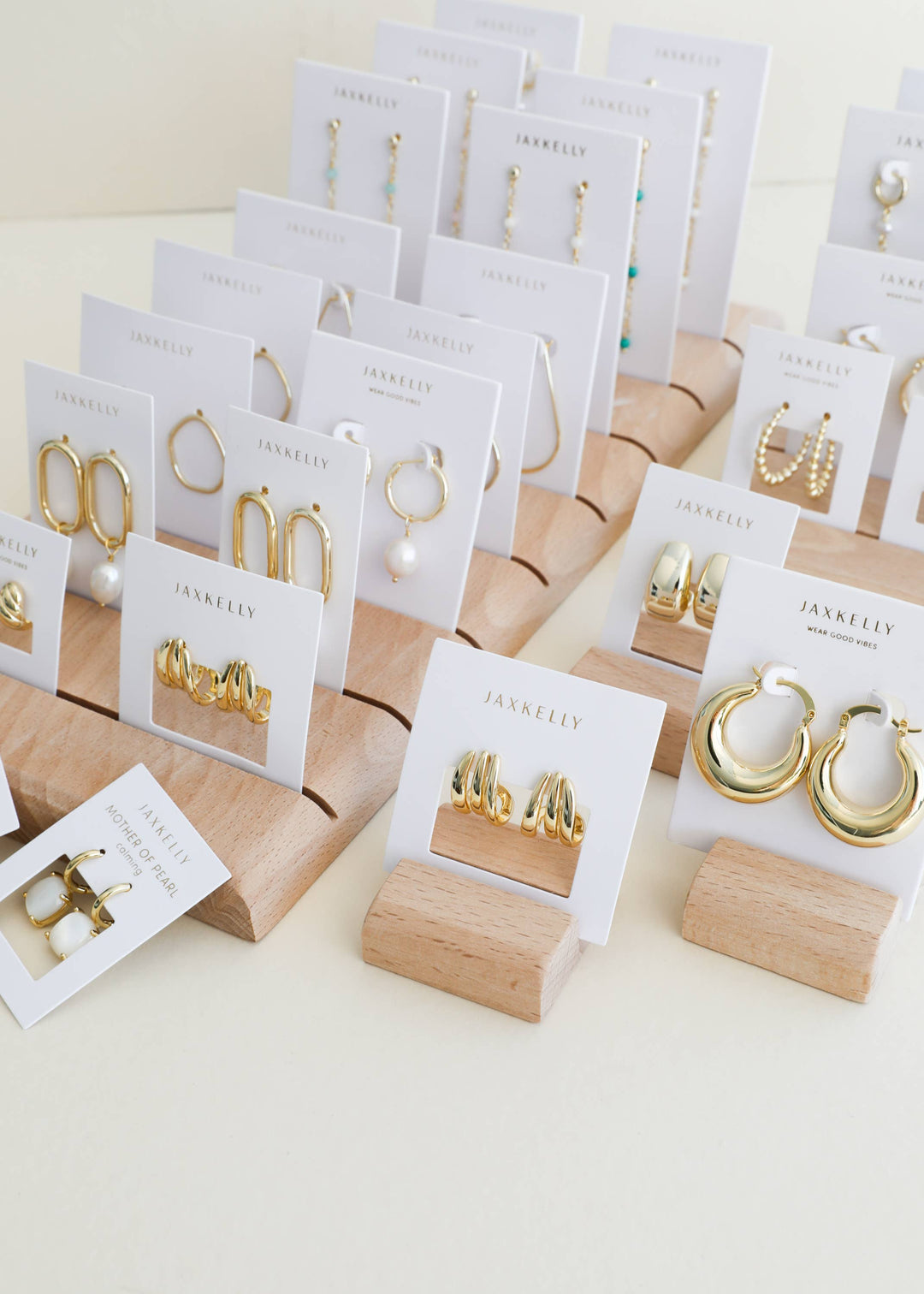 JaxKelly - Gold Three Hoop Huggie - Earring