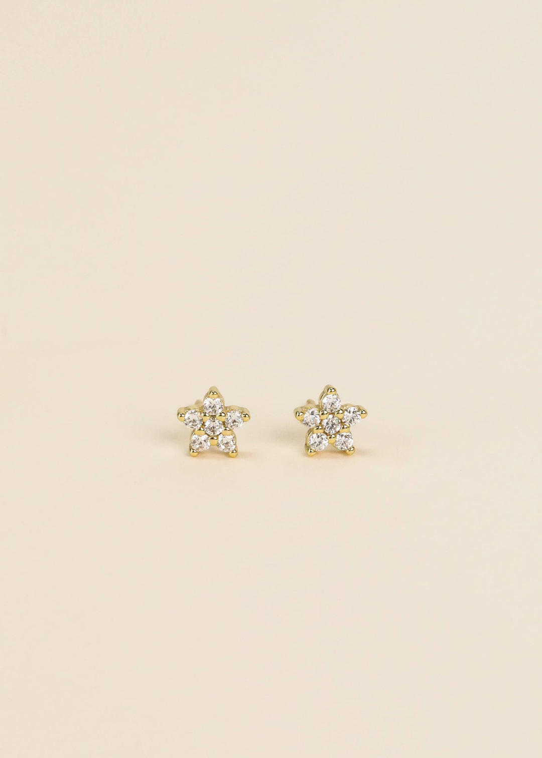JaxKelly - Pave Stud - Flower - Gold Earrings
