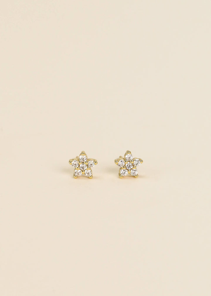 JaxKelly - Pave Stud - Flower - Gold Earrings