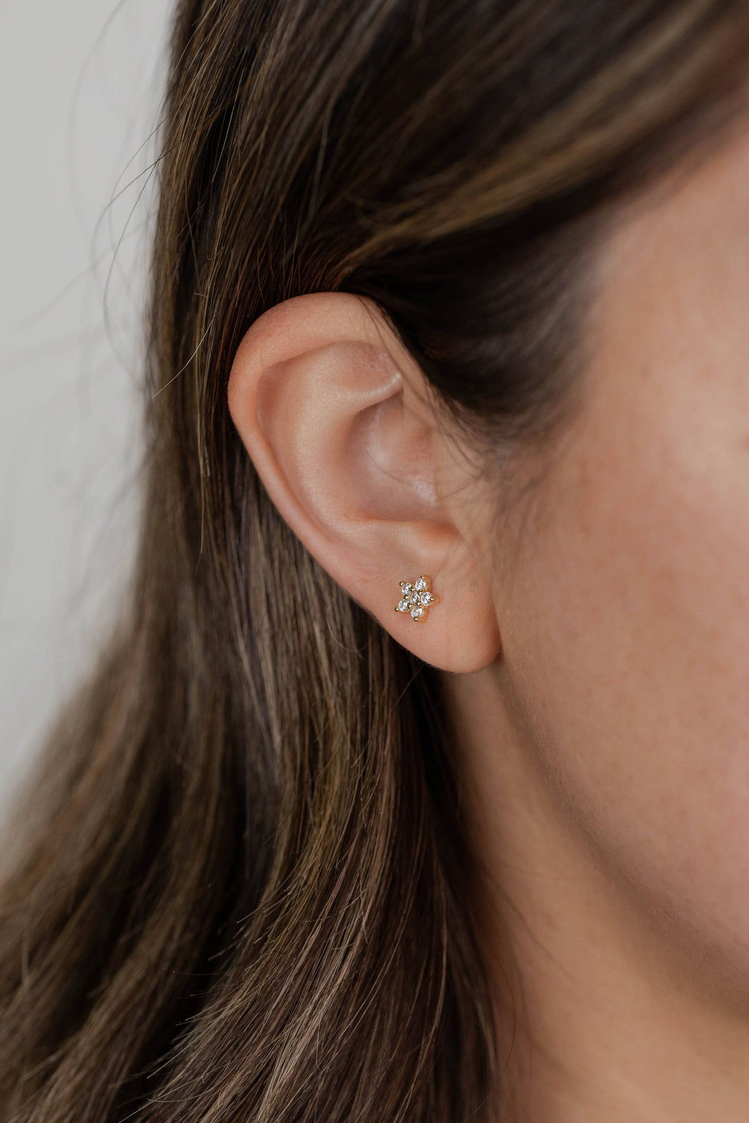 JaxKelly - Pave Stud - Flower - Gold Earrings