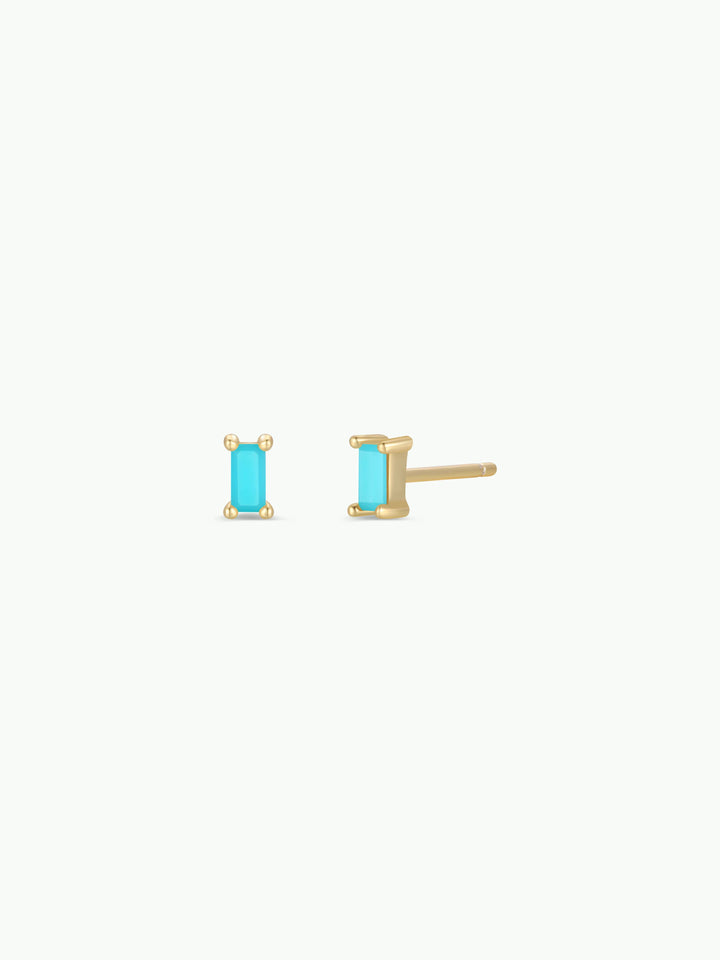 JaxKelly - Baguette - Turquoise - Gold Earrings