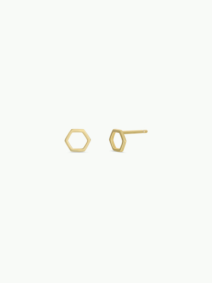 JaxKelly - Minimalist - Hexagon - Gold Earrings