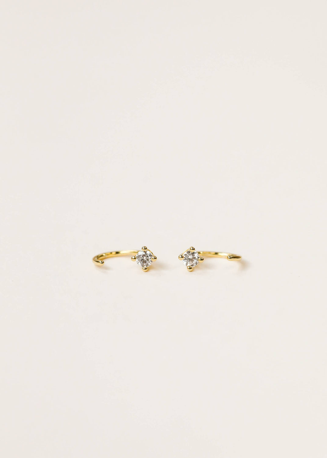 JaxKelly - CZ Huggies - White - Gold Earrings