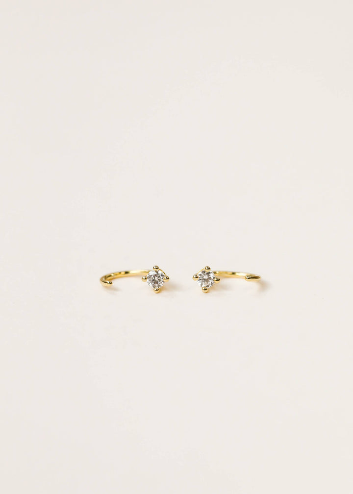 JaxKelly - CZ Huggies - White - Gold Earrings