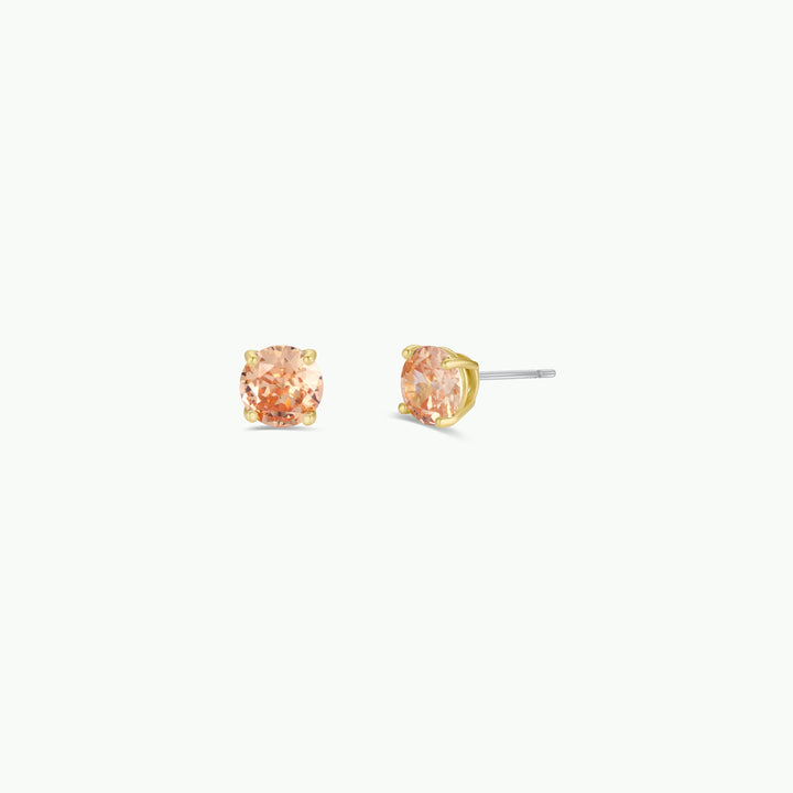 JaxKelly - Round CZ- Champagne - Gold Earrings