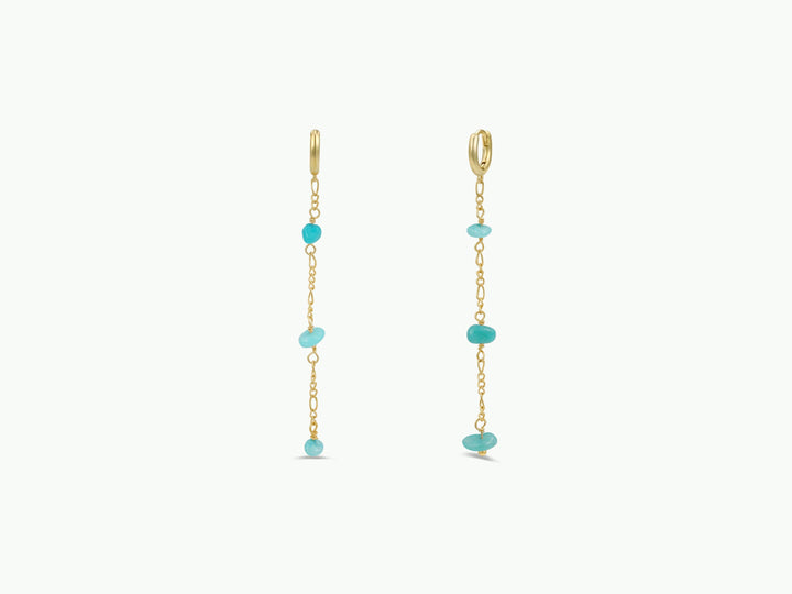 JaxKelly - Raw Gemstone Chain Drop Earring - Amazonite