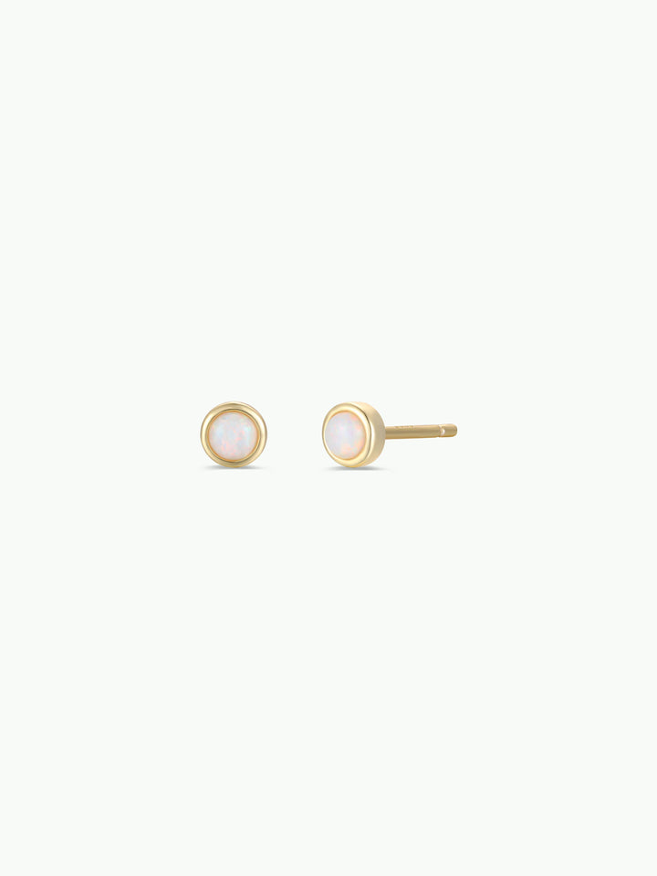 JaxKelly - Simple Stud - White Opal- Gold Earrings