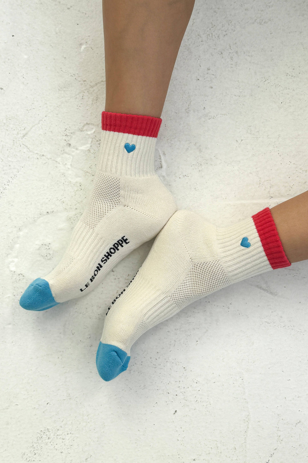 Le Bon Shoppe - Embroidered Color Block Girlfriend Socks