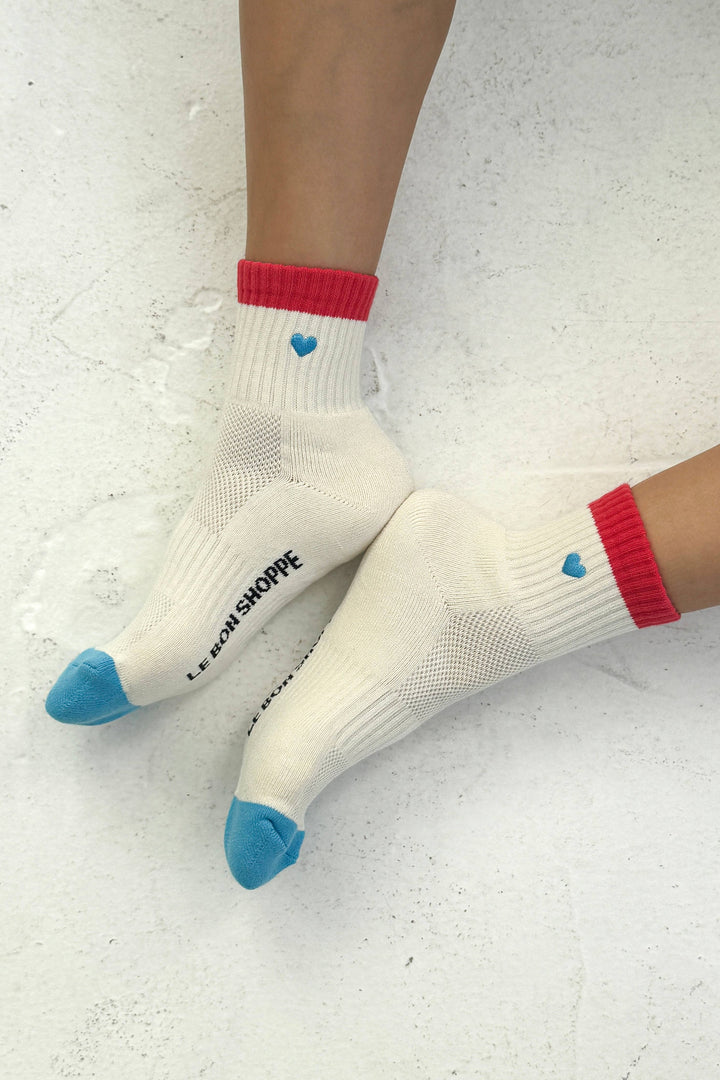 Le Bon Shoppe - Embroidered Color Block Girlfriend Socks