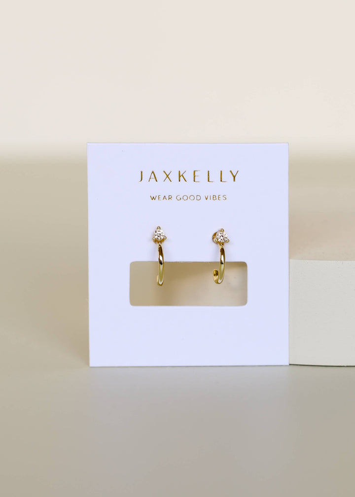 JaxKelly - Open Mini Hoop - Champagne CZ - Gold Earrings