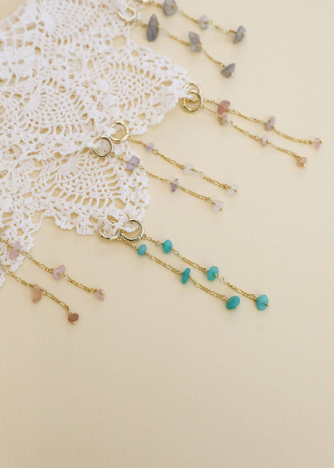 JaxKelly - Raw Gemstone Chain Drop Earring - Amazonite