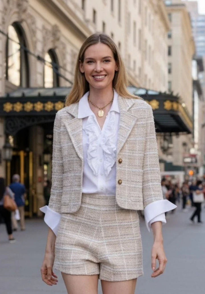 Minnie Rose Sparkle Tweed Shrunken Blazer
