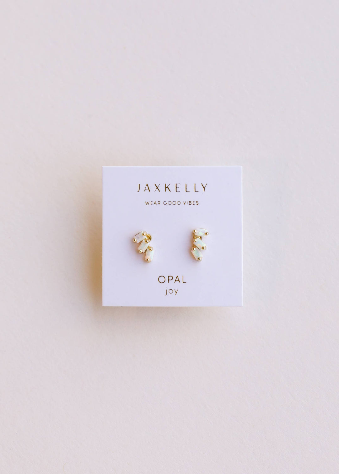JaxKelly - Offset Trio - White Opal - Gold Earrings