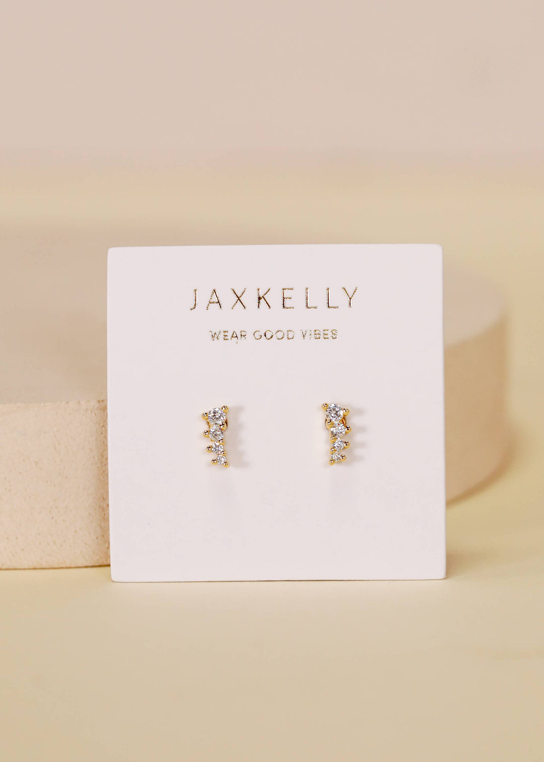JaxKelly - Mini Crawler - White CZ - Gold Earrings