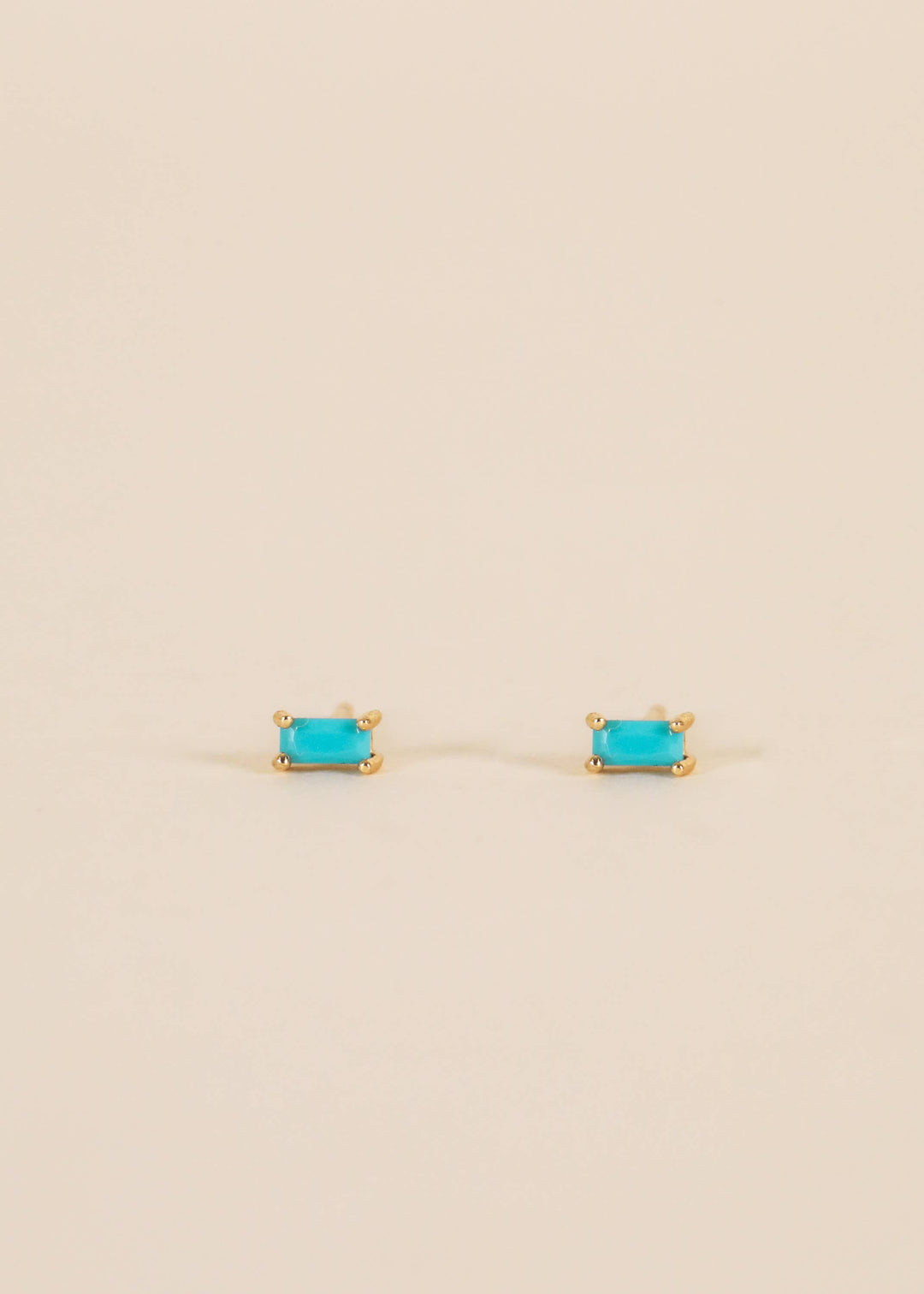 JaxKelly - Baguette - Turquoise - Gold Earrings