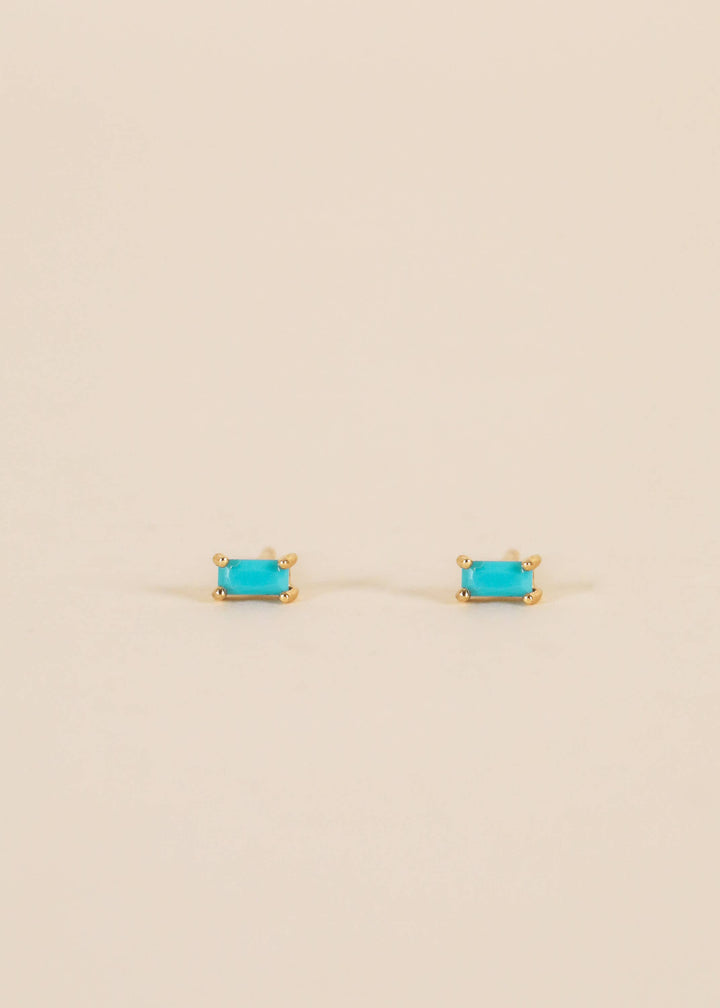 JaxKelly - Baguette - Turquoise - Gold Earrings