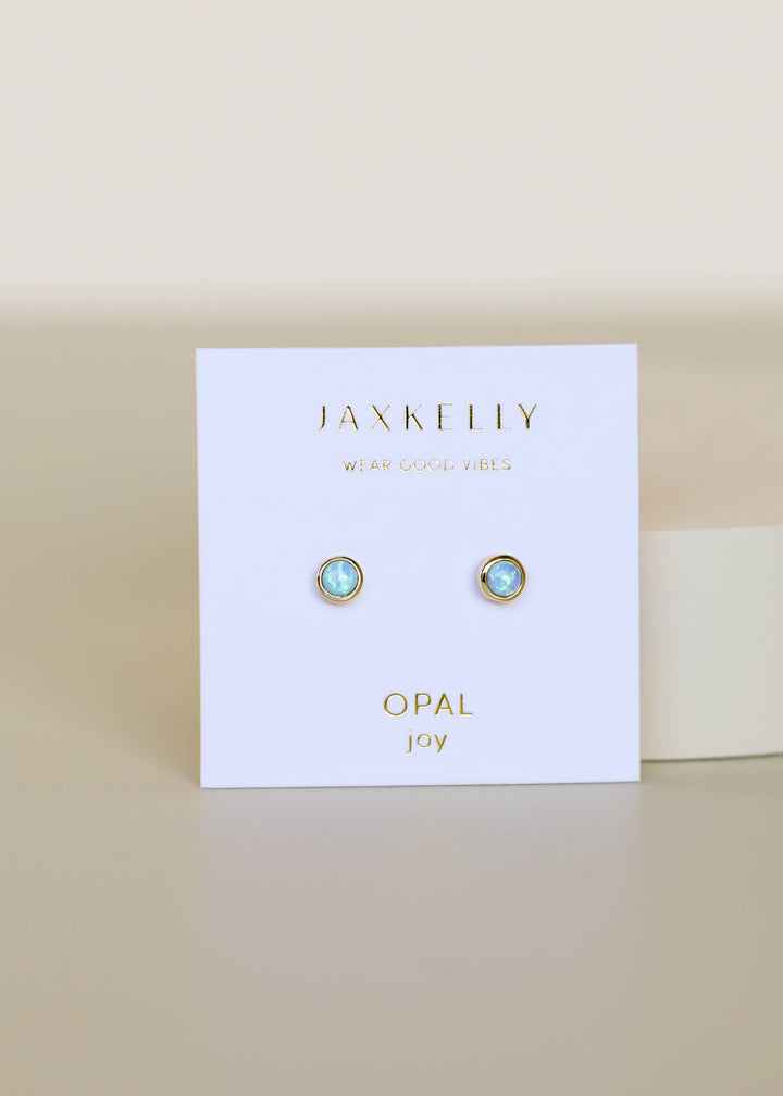JaxKelly - Simple Stud - Fire Opal- Gold Earrings