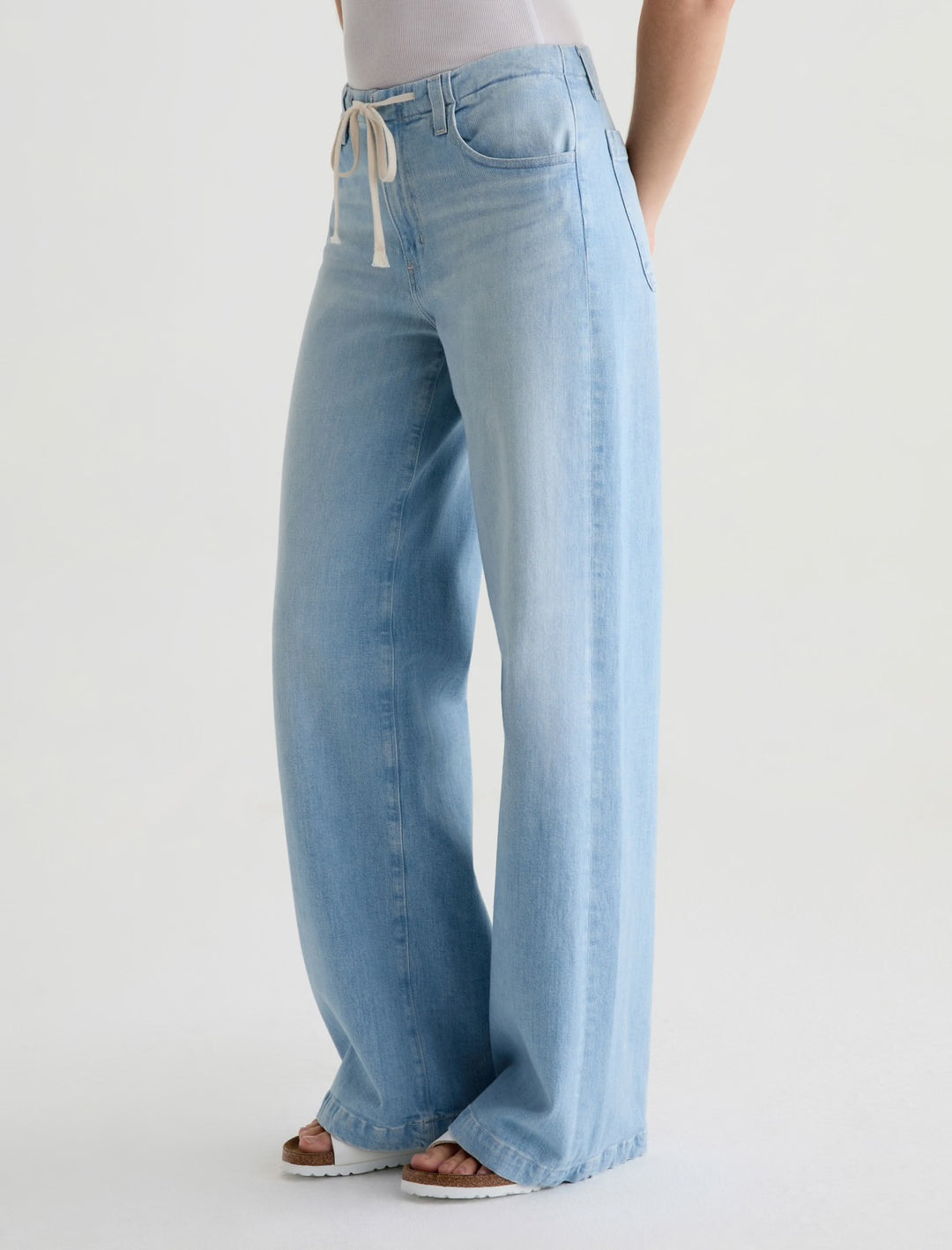 AG Stella Mid Rise wide Leg Palazzo Cinched Jeans