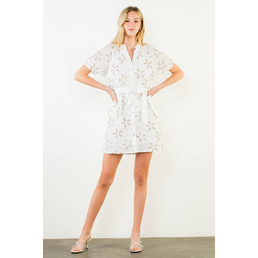 THML - Embroidered Belted Dress