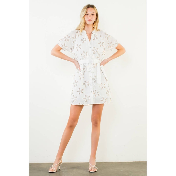 THML - Embroidered Belted Dress