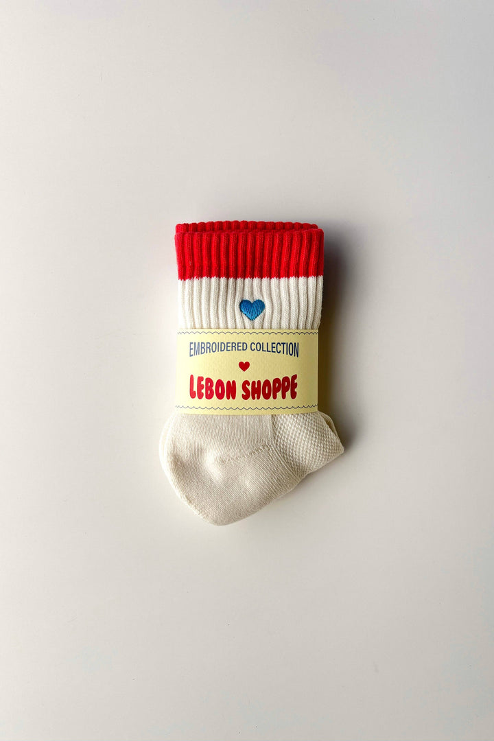 Le Bon Shoppe - Embroidered Color Block Girlfriend Socks