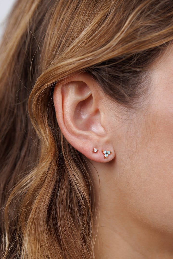 JaxKelly - Trio Cluster Gold Earrings - Fire Opal