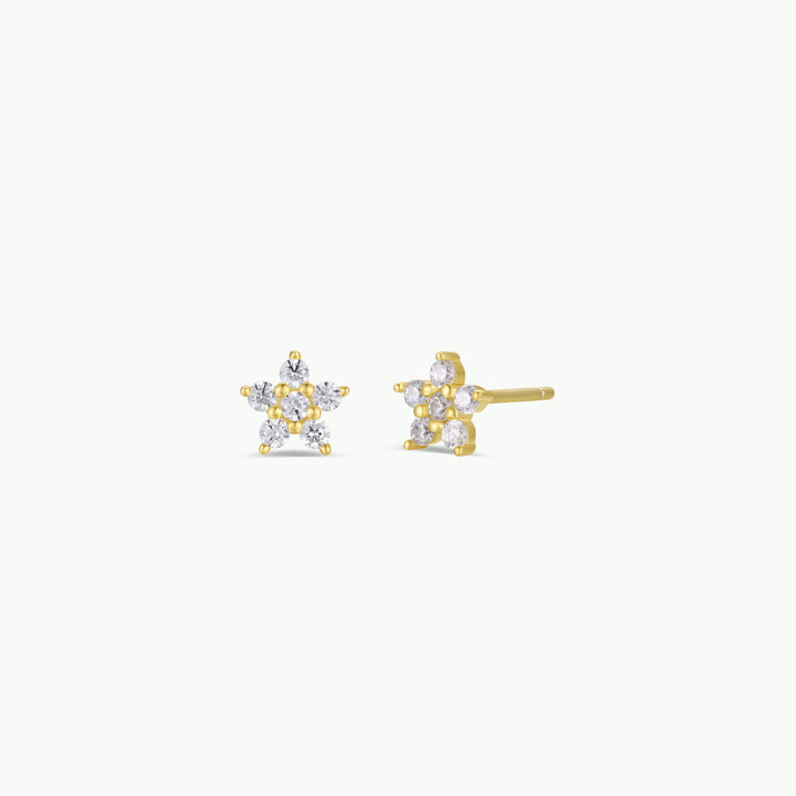 JaxKelly - Pave Stud - Flower - Gold Earrings