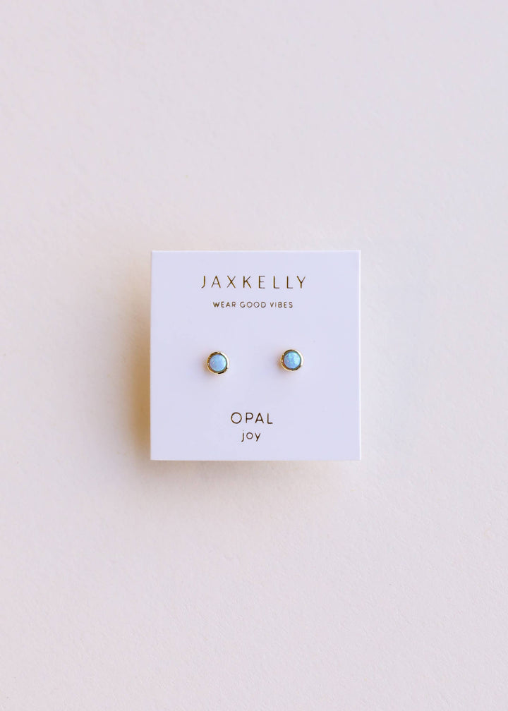 JaxKelly - Simple Stud - Fire Opal- Gold Earrings