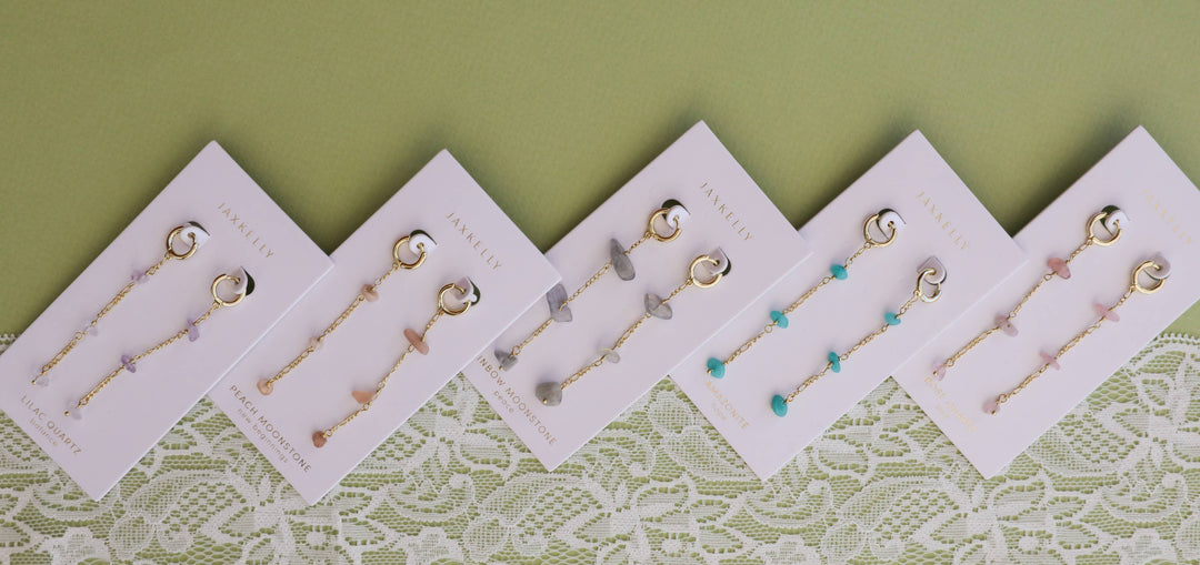 JaxKelly - Raw Gemstone Chain Drop Earring - Amazonite
