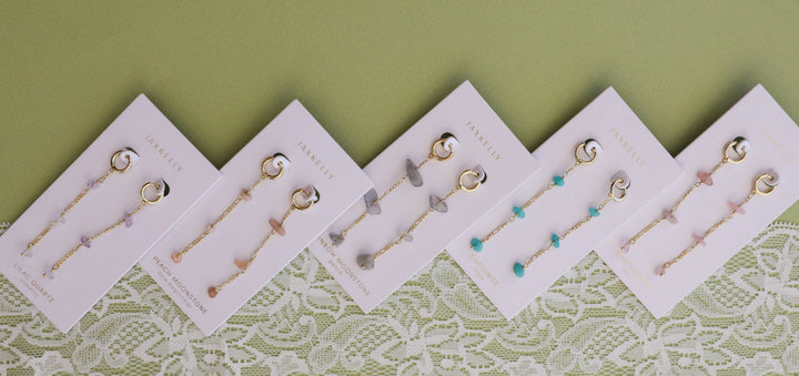 JaxKelly - Raw Gemstone Chain Drop Earring - Amazonite