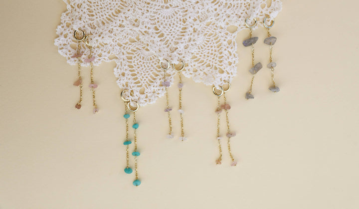 JaxKelly - Raw Gemstone Chain Drop Earring - Amazonite