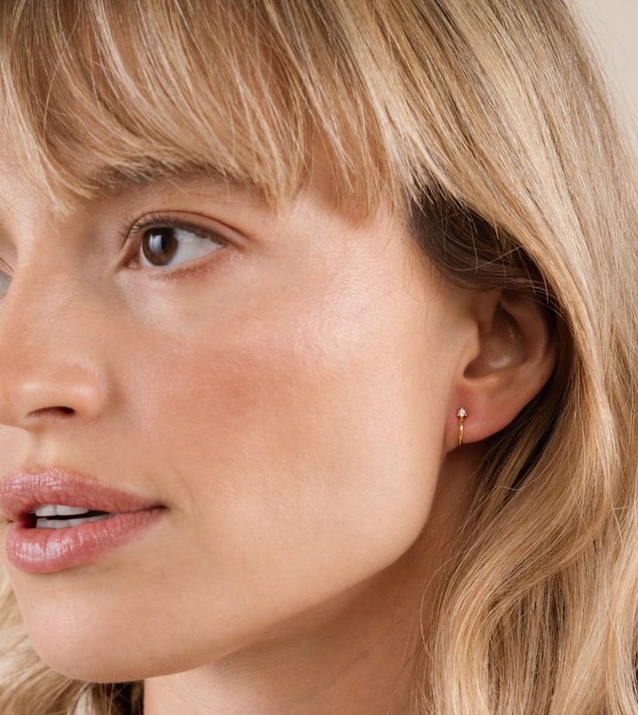 JaxKelly - Open Mini Hoop - White CZ - Gold Earrings