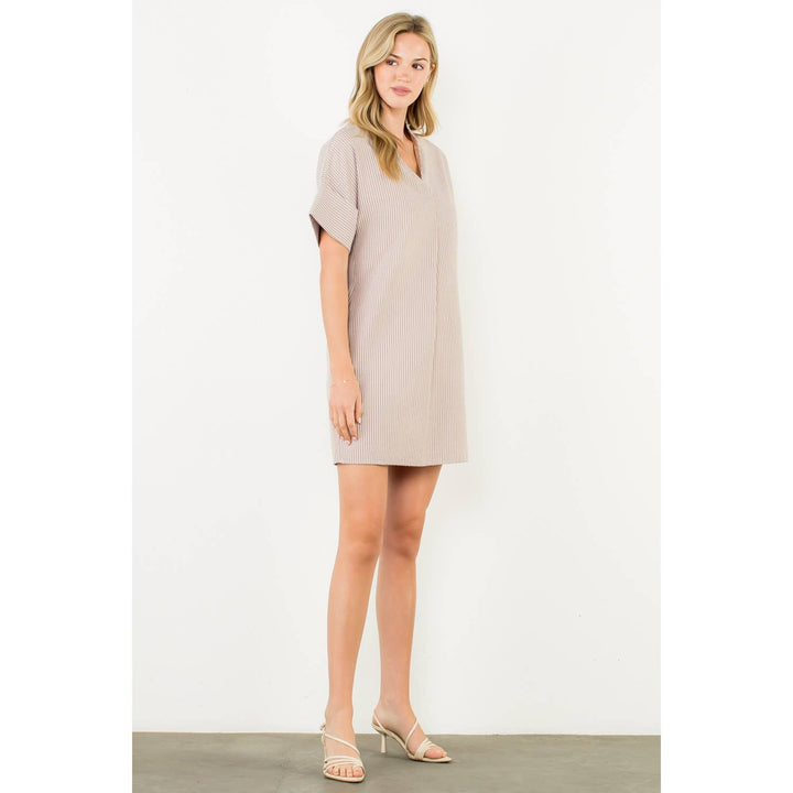THML WCT3020-1 SS Stripe Collar Dress