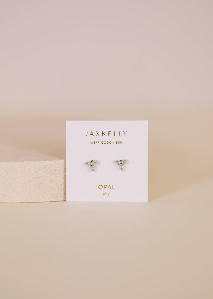JaxKelly - Trio Cluster Gold Earrings - Fire Opal