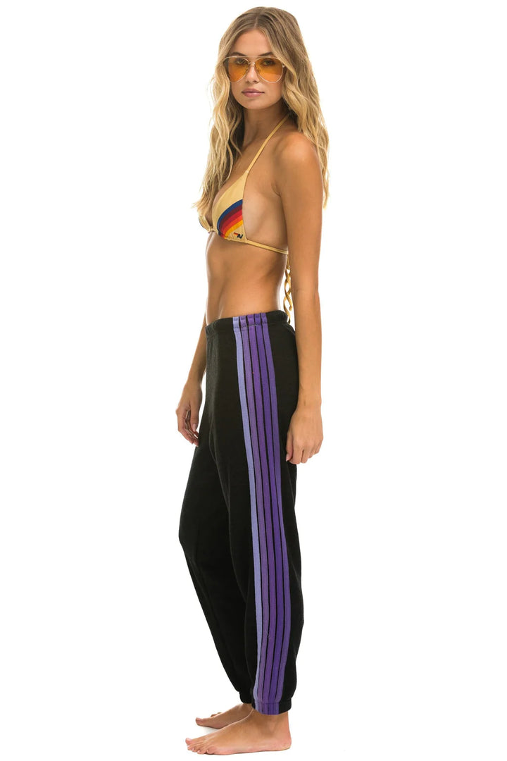 Aviator Nation 5 Stripe Sweatpants -Black /Purple