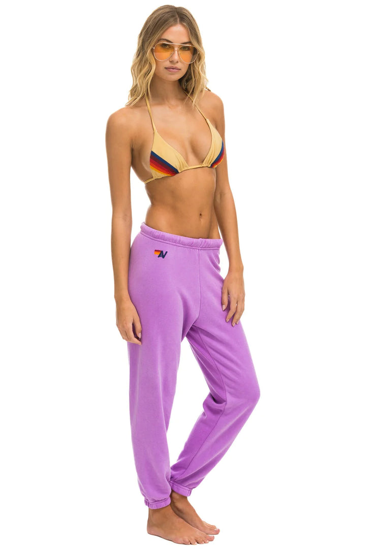 Aviator Nation 5 Stripe Sweatpants -Neon Purple/ Pink Purple